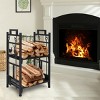 Syemin Firewood Racks and Carriers Heavy Duty Firewood Rack Casters Wood Storage Log Organizer for Indoor Outdoor, Black, 18"*13"*30" - 2 of 4