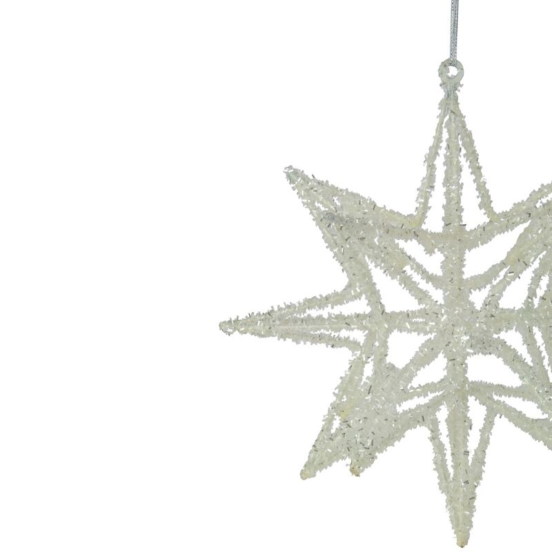 Northlight 10" White 3-D Glittered Star Christmas Ornament, 2 of 4