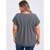 GRACE & GRANDEUR Women's Plus Size Drop Shoulder Vertical Stripe Short Sleeve V Neck Blouses - image 3 of 3