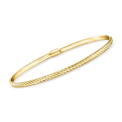 Pure Collection by Ross-Simons Italian 14kt Yellow Gold Ridged Bangle Bracelet Size 7