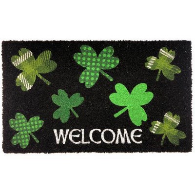 Briarwood Lane St. Patricks Day Coir Doormat 30x18 Shamrocks St. Patrick's Day Natural Fiber For St. Patricks Day Coir Doormat