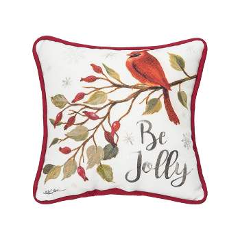 C&F Home 8" x 8" Be Jolly Cardinal Petite  Size Printed Christmas Petite  Size Accent Throw  Pillow