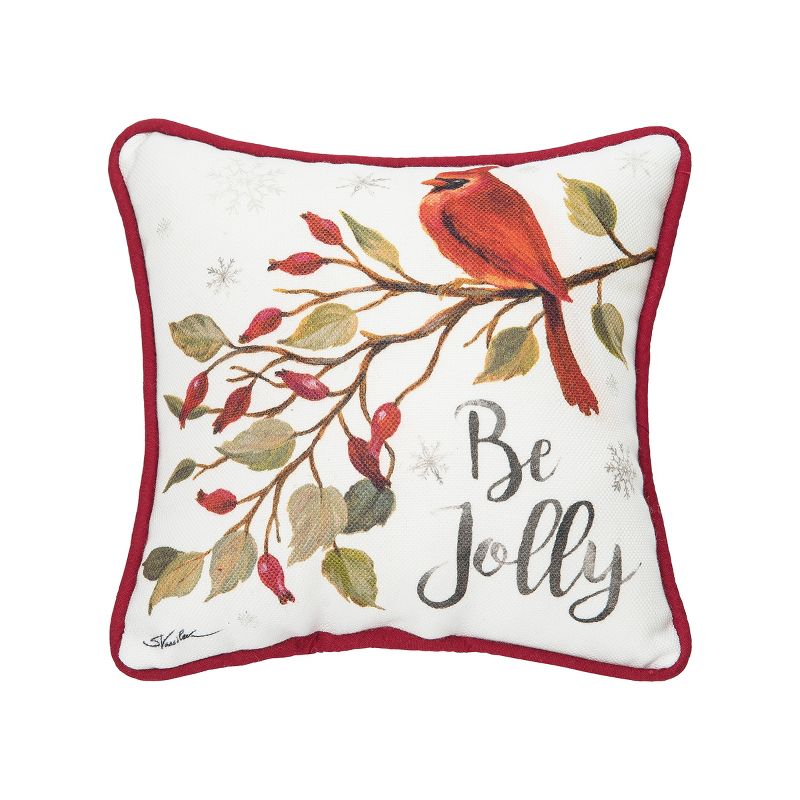 C&F Home 8" x 8" Be Jolly Cardinal Petite  Size Printed Christmas Petite  Size Accent Throw  Pillow, 1 of 5