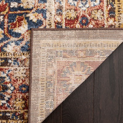 Square Hand-Knotted Blue Bijar Inspired Synthetic Rug