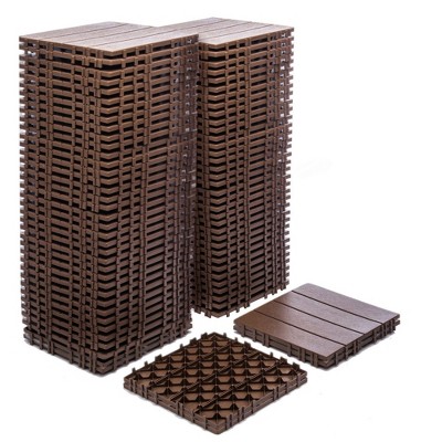 Chic Crate 76-Pack 11.4in Plastic Interlocking Deck Tiles – 68.8SqFt | Waterproof + Super Durable | Eco-Friendly Indoor/Outdoor