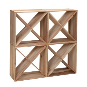 Sevobal Utility Storage Shelves, Wine Rack Holder with Compact and Cross Design, Cellar Storage for Kitchen Bar, Brown, 19.7"*10.2"*19.7" - 1 of 4