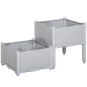 Resenkos Patio Planting Bed, Raised Garden Bed,2-Piece Raised Garden Bed with Legs, Self-Watering Planter Box Raised Bed, - 1 of 4