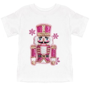 Pink Snowflake Nutcracker Patchwork Print - Youth Short Sleeve Graphic T-Shirt and Toddler Short Sleeve Graphic T-Shirt - 1 of 3