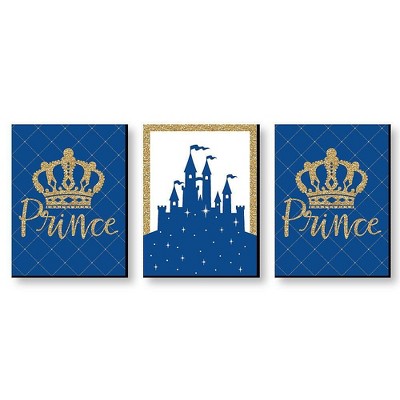 Big Dot of Happiness Royal Prince Charming - Baby Boy Nursery Wall Art and Kids Room Decorations - Gift Ideas - 7.5 x 10 inches - Set of 3 Prints