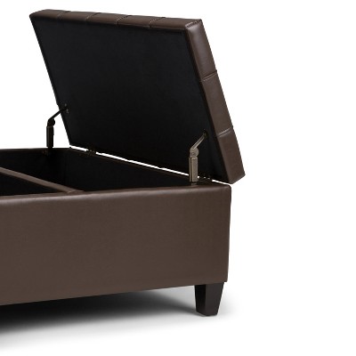 Elliot 36" Chocolate Brown Tufted Faux Leather Cocktail Ottoman