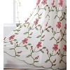 Home Mart Goods Burgundy White Luxury Floral Embroidery Rod Pocket Window Panel Attached Valance Satin Backing 2 Tie Backs Curtain Set (2 Panels) - 4 of 4