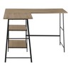 Vynxaria Modern 48" L-Shaped Corner Computer Desk Brown Laminate Black Metal Frame with Storage Shelves for Home Office Laptop Work - 4 of 4