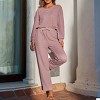 Women's Pink Waffle Knit Long Sleeve & Pants Pajama Set - Cupshe - 4 of 4