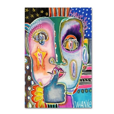 Colorful Abstract Canvas Art with Two Characters