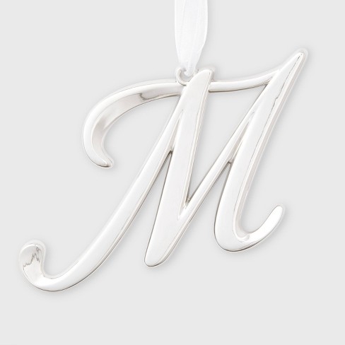 Metal Monogram Christmas Tree Ornament Letter M Silver - Wondershop™