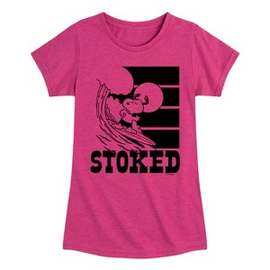 Girls' - Peanuts - Stoked Fitted Short Sleeve Graphic T-Shirt - 1 of 4