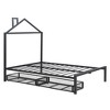 Okak Platform Bed Frame with House-Shaped Headboard and 2 Drawers Metal Storage Bed No Box Spring Needed Easy Assembly - 4 of 4