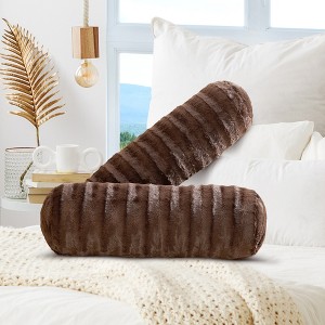 Cheer Collection Decorative Faux Fur Bolster Pillows Set of 2 - 1 of 4