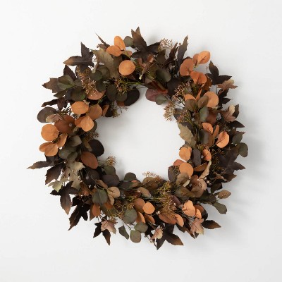 Sullivans Eucalyptus Artificial Wreath 26"H Brown