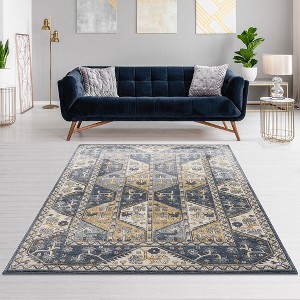 Airsurfer 7'11"W x 10'L Tiled Border Area Rug - 1 of 4