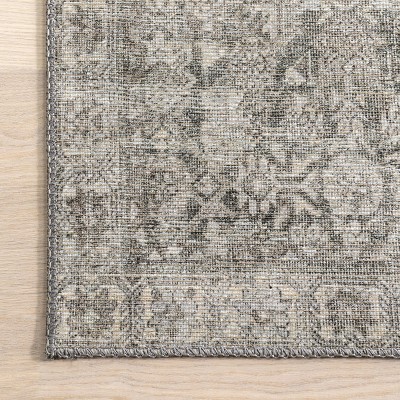 Gray Rectangular 4' x 6' Synthetic Vintage Medallion Area Rug
