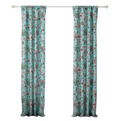 Barefoot Bungalow Audrey Window Panel Pair - Turquoise 42x84 (2), 3x24 (2)