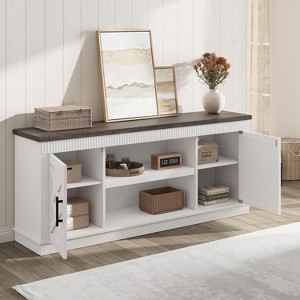 Farmhouse TV Stand, 65 In Long Entertainment Center with 2 Door and Open Storage Shelf - 1 of 4
