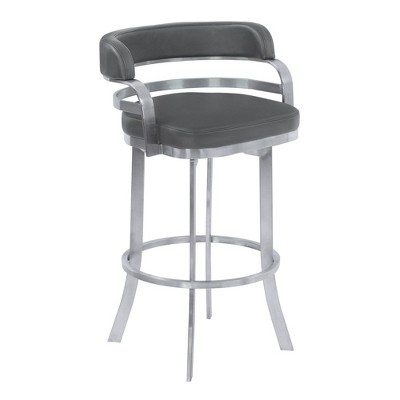 30" Winchester Swivel Height Metal Barstool Gray/Steel - Armen Living