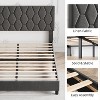 Homhougo King Size Platform Bed Frame with Upholstered Headboard Fabric Upholstered Bed Frame with Adjustable Headboard Bed Frame Grey - 4 of 4