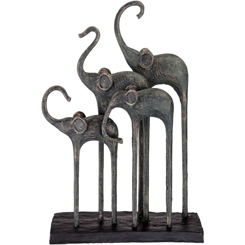 Kensington Hill Trumpeting Elephants 15" High Verde Finish Sculpture, 1 of 6