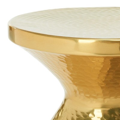 Transitional 12'' Gold Hammered Metal Round Accent Table