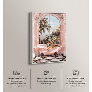 Art Remedy Sleeping Tiger Bath Jungle Bathroom Art  Framed - 1 of 4