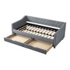 Twin/Full Size Upholstered Tufted Daybed with 2 Storage Drawers/Trundle and Button on Back and Piping on Waved Shape Arms, 4Q -ModernLuxe - 4 of 4