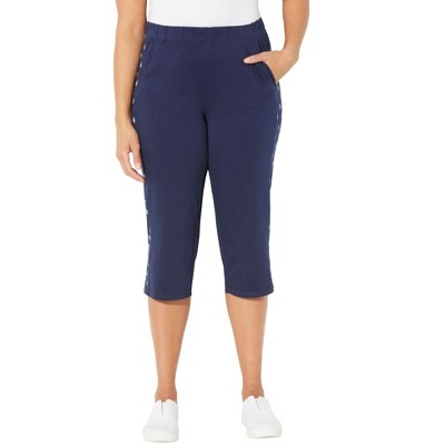 Catherines Women's Plus Size Petite French Terry Stars Aligned Capri