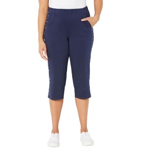 Catherines Women's Plus Size French Terry Stars Aligned Capri - 1 of 4