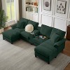 KWPZQEB 120" Modular Sectional Sofa Bed, Corduroy Sofa with Storage & Cup Holders, 4-Seat Modern U-Shaped Sofa with Comfy Chaise for Living Room - 2 of 4