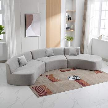 136.6" Stylish Curved Sofa Sectional Sofa Couch with Three Throw Pillows 4M -ModernLuxe