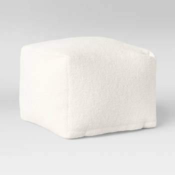 Pouf Cream Faux Shearling - Room Essentials™