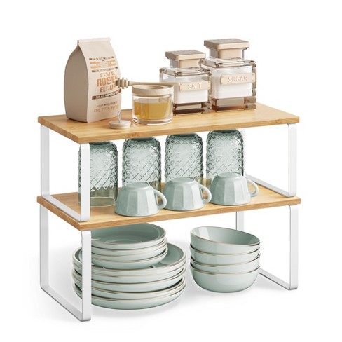 Cabinet Organizer 2024 Shelf, Kitchen Counter Shelves, Stackable,Set of 2 -AZ