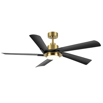 Airsurfer 60" Electroplated Ceiling Fan with LED Light & Remote, 5 ABS Blades, Quiet DC Motor for Indoor Living Room or Bedroom