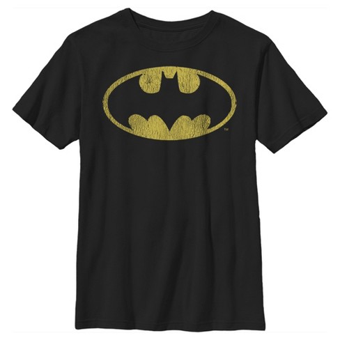 Boy's Batman Logo Retro Caped Crusader T-shirt - Black - Small : Target