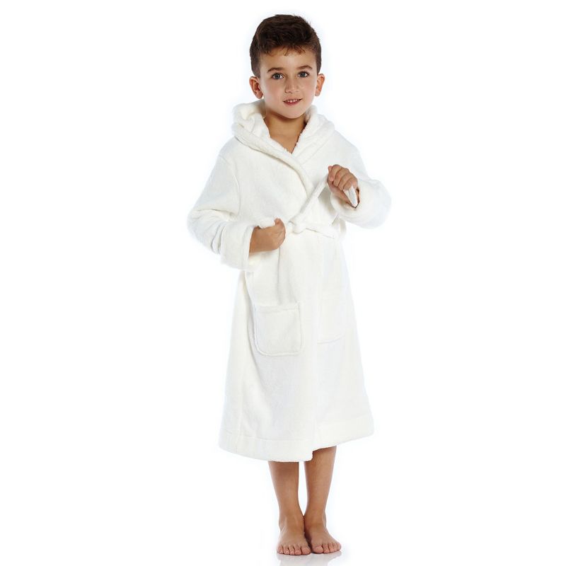 Leveret Kids Fleece Solid Color Hooded Robe, 1 of 3