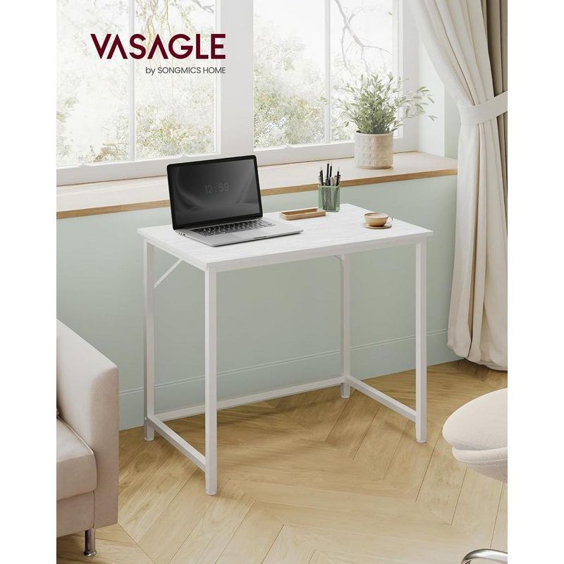 VASAGLE Computer Desk, Gaming Desk, Home Office Desk, for Small Spaces, 19.7 x 31.5 x 29.9 Inches, Modern Style, Metal Frame, Maple White, 2 of 4