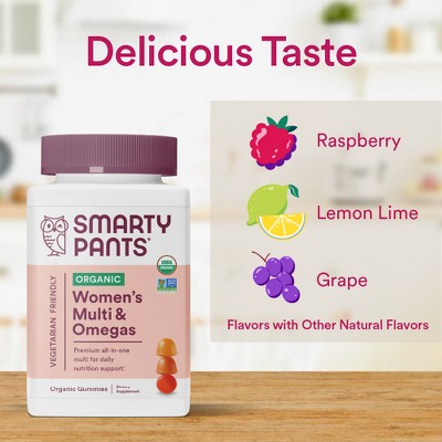 SmartyPants Organic Women&#39;s Multi &#38; Vegetarian Omega 3 Gummy Vitamins with D3, C &#38; B12 - 90 ct