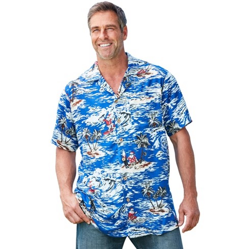 Ks Island By Kingsize Men's Big & Tall Printed Rayon Short-sleeve Shirt ...
