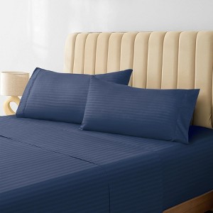 LuxClub 4-7 PC Microfiber Striped Performance Sheet Set, Soft Cooling Eco-Friendly Bed Sheets with 18in Deep Pockets - 1 of 4
