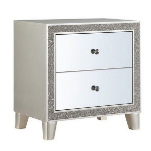Nightstand with Mirrored Front 2 Drawers, Champagne Silver - BM251144 - 1 of 4
