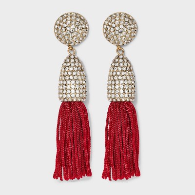 Burgundy Silk Tassel Fish Hook Earrings (Red with Gold Plating) | Ideal Gift for Women | Statement Jewelry