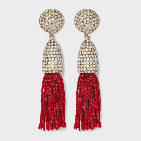 Sugarfix By Baublebar Crystal And Tassel Statement Earrings - Red : Target