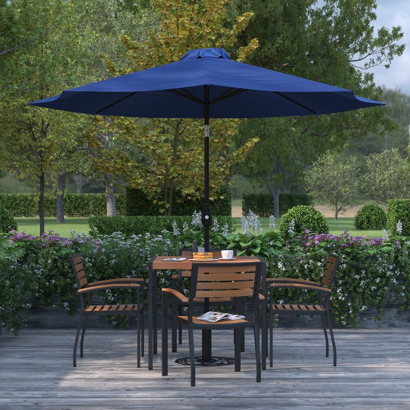 Merrick Lane 9' Round UV Resistant Outdoor Patio Umbrella With Height Lever And 33° Push Button Tilt, 3 of 14
